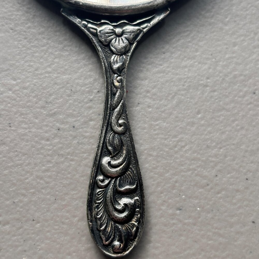 Vintage Hans Jensen Denmark Silver Plated Hand Mirror Repoussé Stamped Danish - Picture 8 of 13